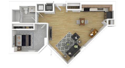 1E3 Floor Plan at Channel House, Oakland, CA, 94607