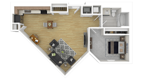 1E Floor Plan at Channel House, Oakland