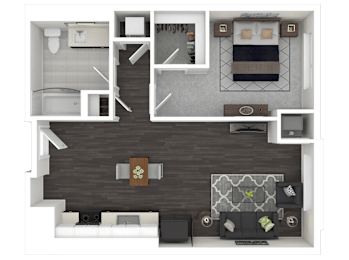 1F1 Floor Plan at Channel House, Oakland, 94607