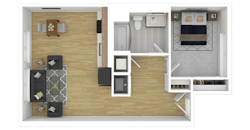 1H1 Floor Plan at Channel House, Oakland