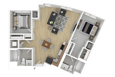 1J1 Floor Plan at Channel House, Oakland, California