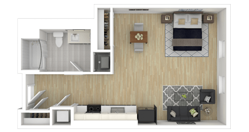 1M1 Floor Plan at Channel House, Oakland, California