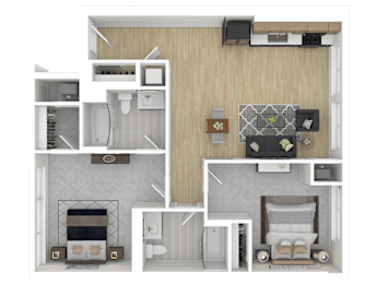 2C1 Floor Plan at Channel House, Oakland, CA, 94607