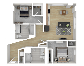 2E Floor Plan at Channel House, Oakland, California