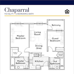Chaparral floorplan at Parkview Living Apartments, Los Angeles