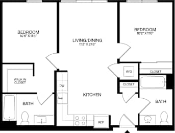 A black and white image of a floor plan for a house.