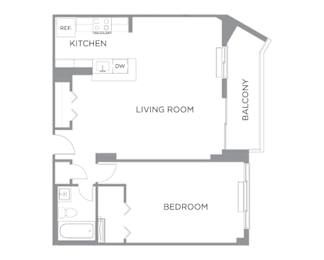 A1B floorplan at The Graham at Southern Towers, Alexandria, Virginia, 22311