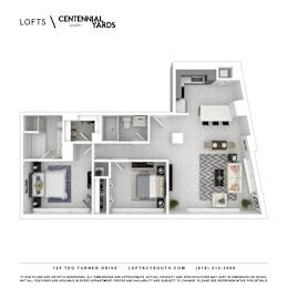 B2 Floorplan at Lofts at Centennial Yards, Atlanta, Georgia