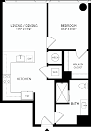 1Bed 1 Bath Floor Plan at The Mitchell , Atlanta, GA