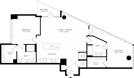 B1 Floor Plan at The Mitchell , Atlanta, GA, 30303