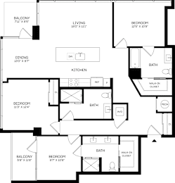 C1 Floor Plan at The Mitchell , Atlanta, Georgia
