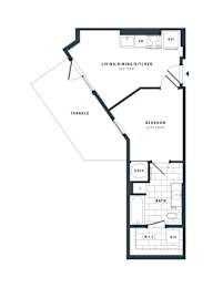1D Floor Plan at The Vale at the Parks, Washington, DC 20012