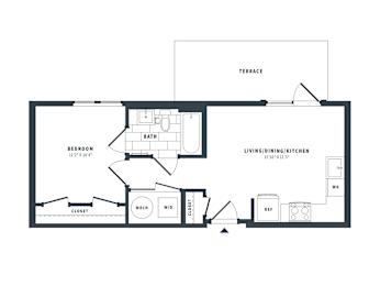 1E Floor Plan at The Vale at the Parks, Washington, DC 20012