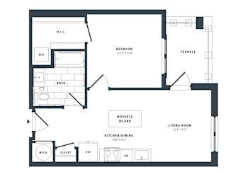 1P Floor Plan at The Vale at the Parks, Washington, 20012