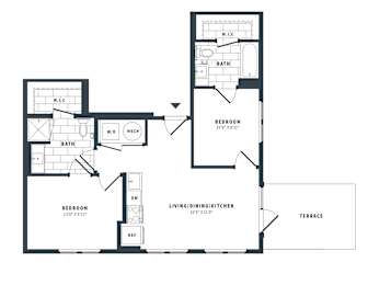 2G Floor Plan at The Vale at the Parks, Washington, DC