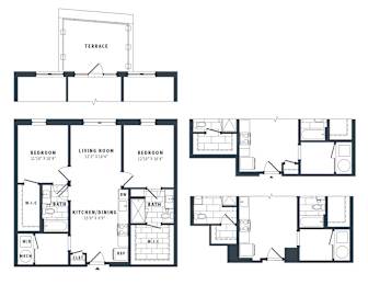 2U Floor Plan at The Vale at the Parks, Washington