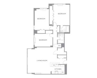 3 bedroom 2 bath floorplan at The Graham at Southern Towers, Alexandria, Virginia, 22311