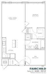A floor plan of a Fairchild Sabre D / AD4D - 909 SF F&B room.