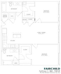 A floor plan for a Fairchild Pathfinder C/B3C - 1139 SF.