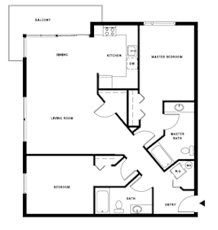 A black and white image of a house floor plan.
