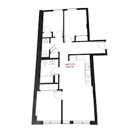 A black and white image of a floor plan for apartment 212.