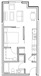 A black and white image of a floor plan for a house.