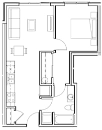 A black and white image of a floor plan for a house.
