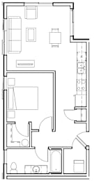 A black and white image of a floor plan for a house.