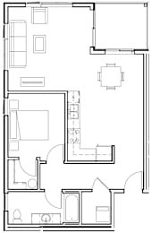 A black and white image of a floor plan for a house.