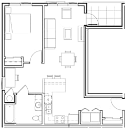 A black and white floor plan of a house with multiple rooms.