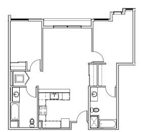 A black and white image of a floor plan for a house.