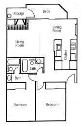 A black and white image of a house floor plan with labeled rooms.