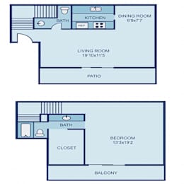  Floor Plan A4T - 1BR Townhome