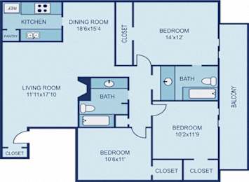  Floor Plan C1 - 3BR