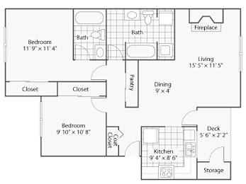 A black and white image of a floor plan for a house.