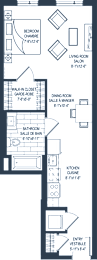 One bedroom 1 bathroom apartment floor plan at Petries Landing II Apartments, Ottawa, K4A 0S8