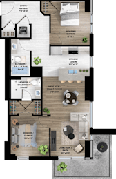 2D floor plan with two bedrooms at Baseline Apartments, Ottawa, Ontario