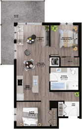 2D floor plan with two bedrooms at Kanata Lakes Apartments, Ottawa, Ontario