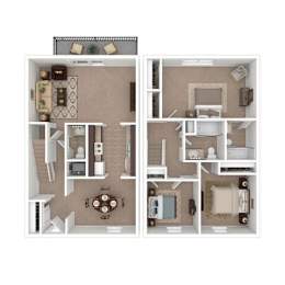 Mulberry 3 Bed Floor plan at Black Hawk Apartments, Indiana