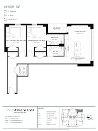 A black and white image of a floor plan for a layout G2.