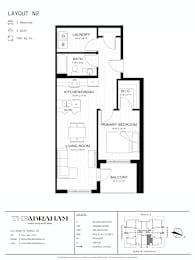 A black and white floor plan of a two-bedroom apartment.