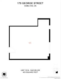 A black and white image of a property map for a Bachelor unit.