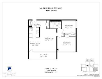 A floor plan for a 2 bedroom apartment at 46 Arkle