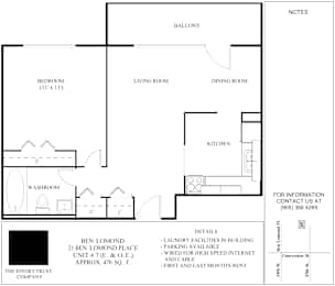 A floor plan of a property with a balcony, living room, dining room, kitchen and bathroom.