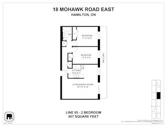 A drawing of a floor plan for a home at 18 Mohawk Road East, Hamilton, ON.