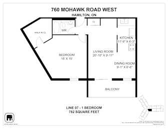 A floor plan for a home at 760 Mohawk Road West in Hamilton, ON.