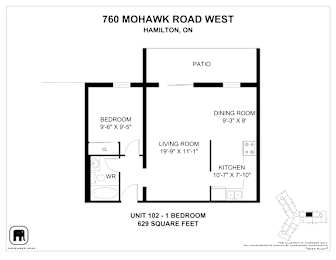 A floor plan for a unit at 760 Mohawk Road West in Hamilton, Ontario.