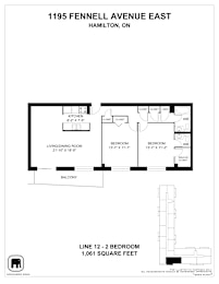A floor plan for a home at 1195 Fennell Avenue East in Hamilton, Ontario.
