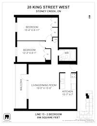 A floor plan for a home at 28 King Street West, Stoney Creek, Ontario.