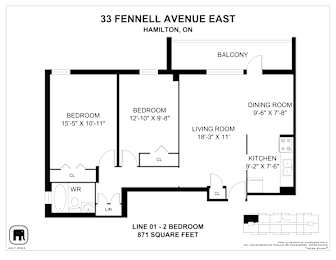 A floor plan for a Hamilton home at 33 Fennell Avenue East.